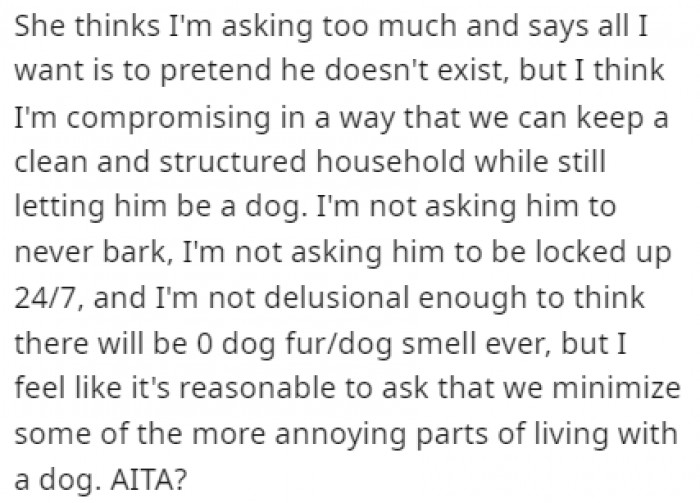 OP's friend believes that OP is asking for too much, so OP turned to Reddit