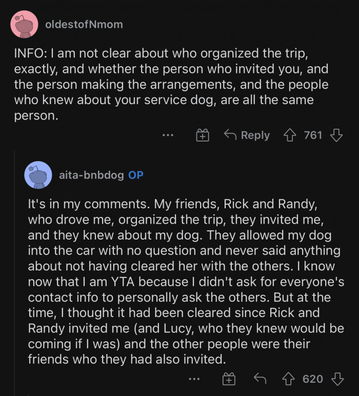 OP replied to another comment to provide more context about the situation.