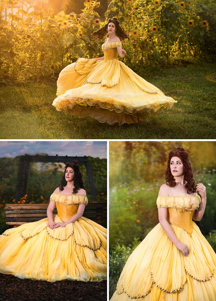 20. I Sew For A Hobby, This Is My Princess Belle Ball Gown I Made. She's My Favorite Disney Princess And I Finally Got Up The Gumption To Attempt Her