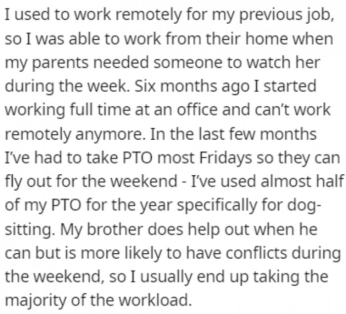 There weren't any issues while she worked remotely, but after getting an office job, things got more complicated