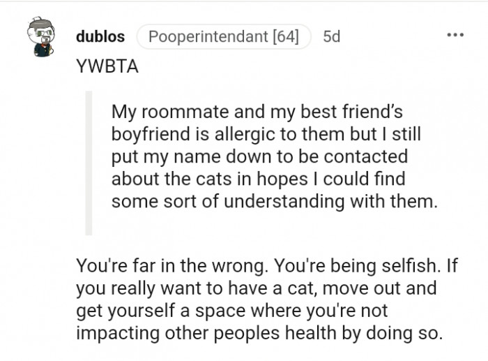 This Redditor believes that the OP is being selfish