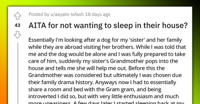 Young Woman Is Home And Dog Sitting For A Friend But Then Friend’s Grandma Comes In To “Help”