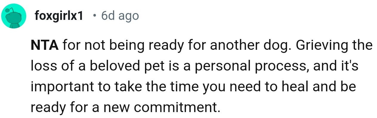 “Grieving the loss of a beloved pet is a personal process, and it's important to take the time you need to heal.”
