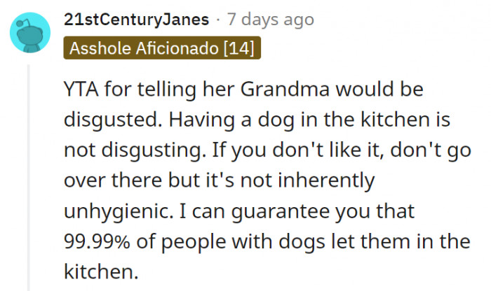 9. Some people think that having a dog in the kitchen is completely acceptable