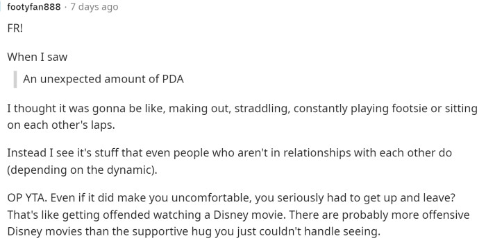 People assumed that the unexpected amount of PDA would be more movielike instead of it barely even being PDA.