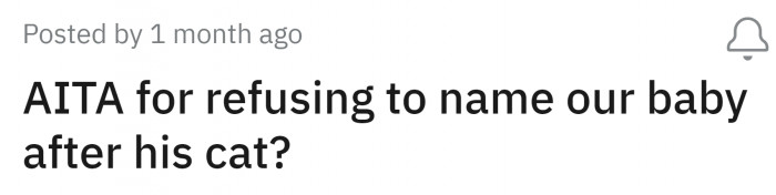 OP posted her story in the AITA community, asking if she is, in fact, the one at fault for refusing to name their baby after something so controversial.