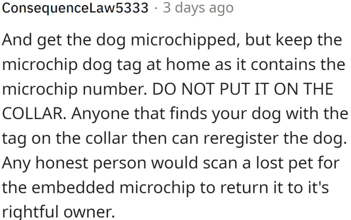 OP should get the dog microchipped.