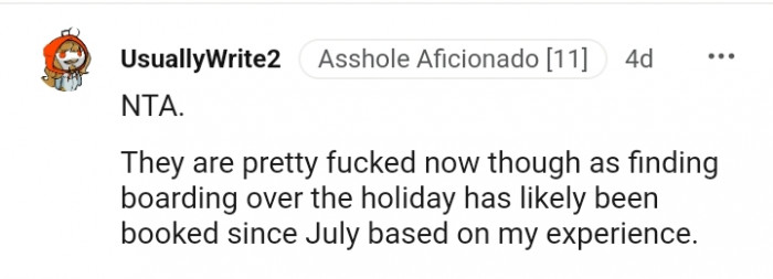 The holiday has likely been booked