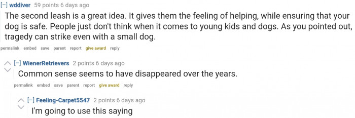 Two leashes, one held by an adult and the other held by the child, is always a great idea.