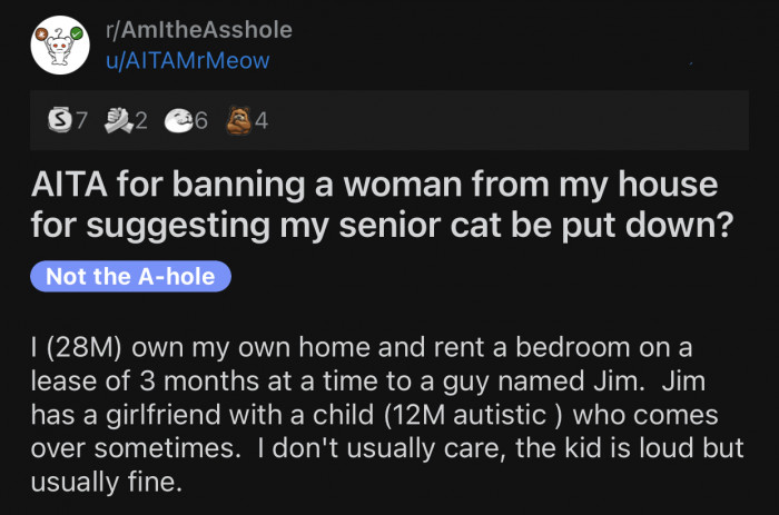 Here's the original post by Reddit user u/AITAMrMeow: