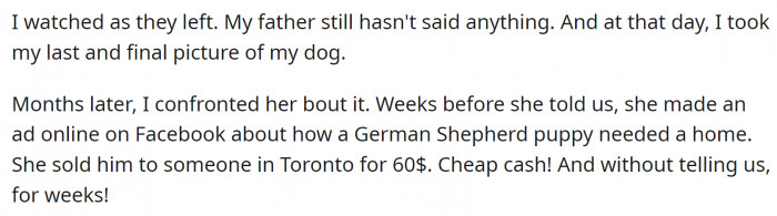 OP's father suggested he take a photo of the dog. And it was the last photo of Max he would take.