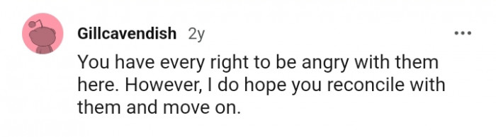 This Redditor hopes the OP reconciles with them and move on