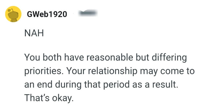 The relationship might end during that period