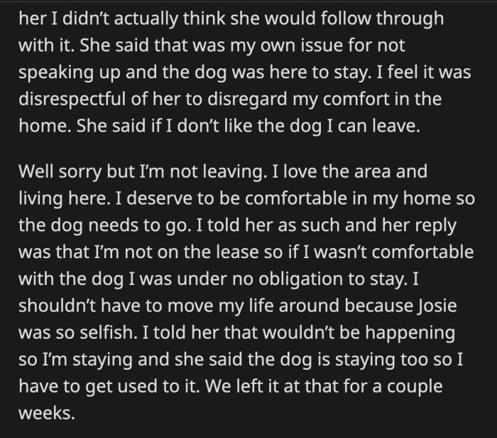 OP said he's not leaving because he loves their apartment and the area they live in.