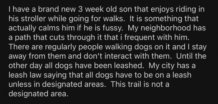 OP never had to deal with this issue before since most dogs are usually leashed.