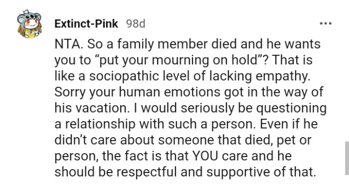 That is like a sociopathic level of lacking empathy