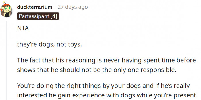 They are dogs, not toys.
