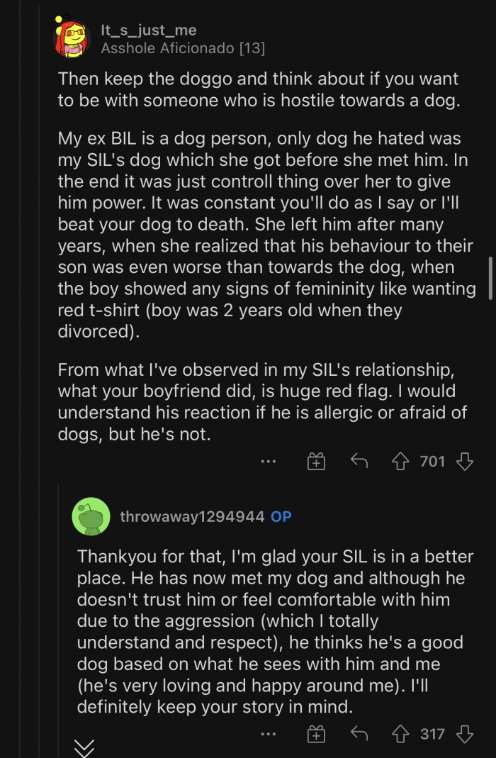 OP should keep the dog and find a new, better boyfriend.
