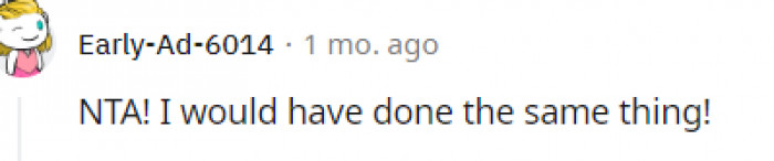 19. This commenter would have done the same thing OP did