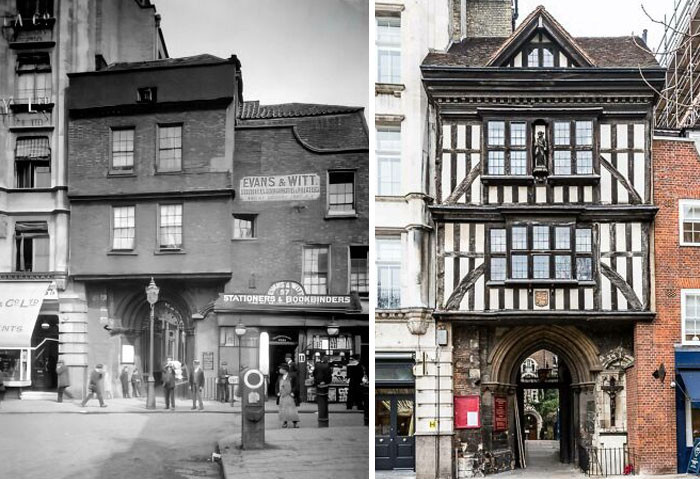 8. The appearance of St. Bartholomew-The-Great's Gatehouse in Smithfield has evolved over time.