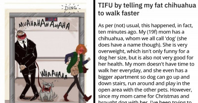 19 Year Old Walks Her Mom's Fat Chihuahua And Unintentionally Commands An Old Man To Walk Faster