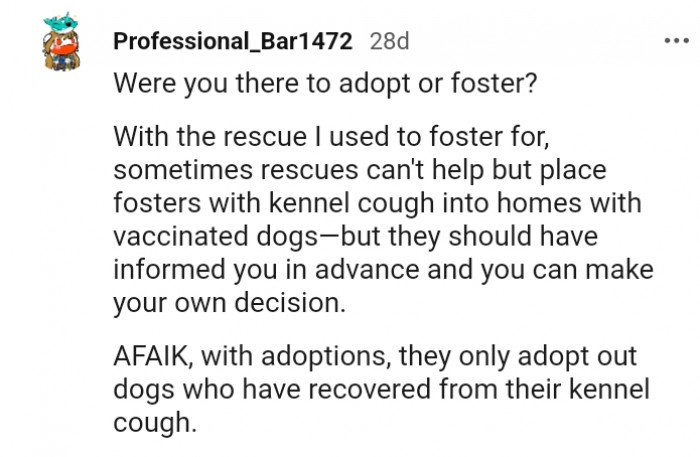 The rescue should have informed you in advance