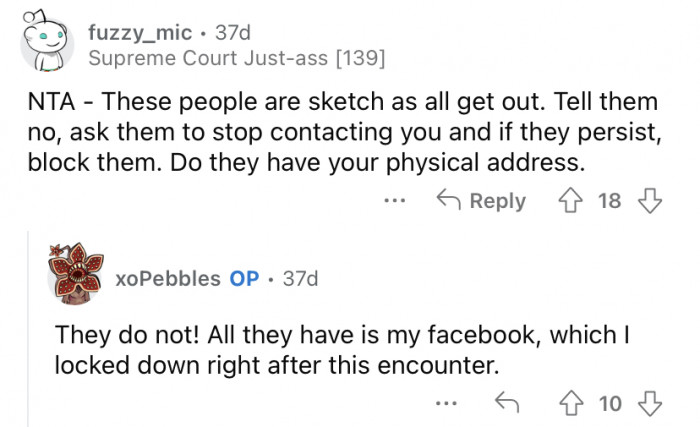 "Tell them to stop contacting you."