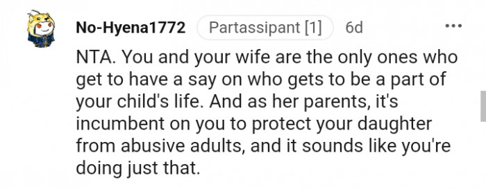 It's incumbent on you to protect your child.