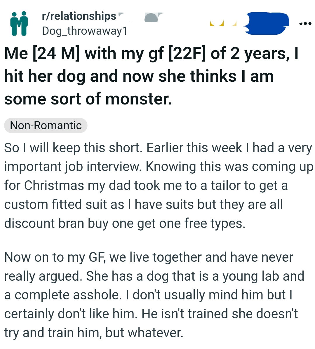 The OP kicks off his story