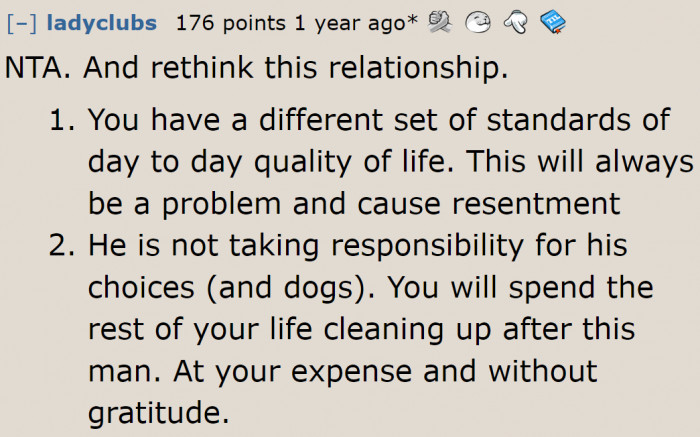 Reasons why the OP should reconsider her relationship with the man.