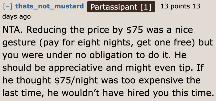 The client didn't have a problem with the price. Why is the mother so worried?