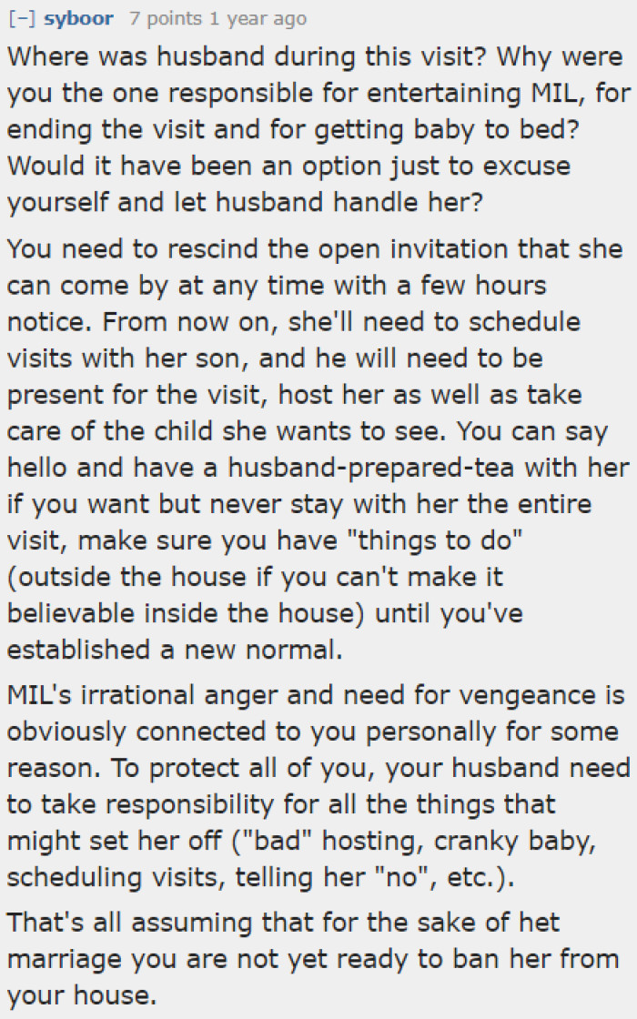 The one who should entertain the MIL is the OP's husband, not the OP, especially considering her attitude towards the OP.