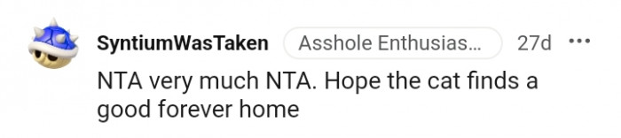 Hope the cat finds a good home