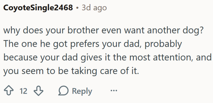 Why does their brother even want another dog?
