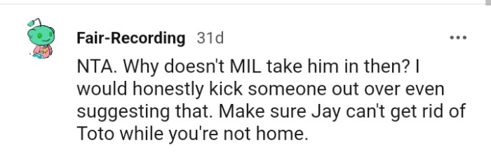 Make sure Jay can't get rid of the dog when you're not around