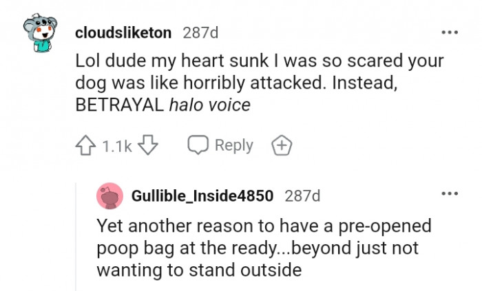 10. This Redditor was scared the dog was attacked