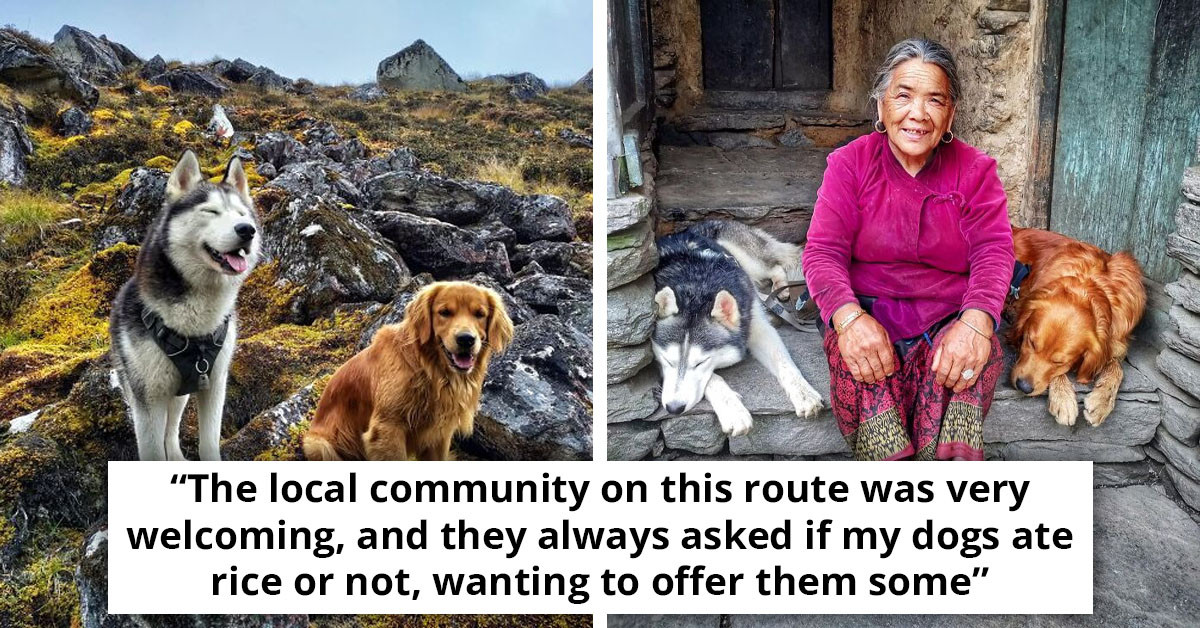 Woman Shares Photos From Her 18-Day Hike Through Nepal Mountains With Her Dogs