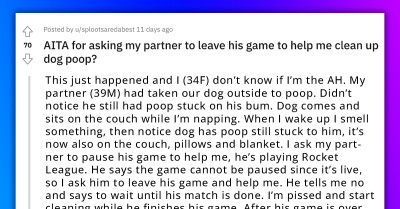 Woman Tells Her Partner to Help Clean Up Dog Poop, Partner Insists on Finishing Up His Live Game First