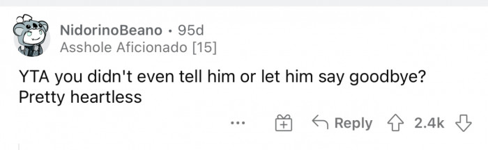 Simple, but they make a point. The dad didn't even let the boy say goodbye to the cat.