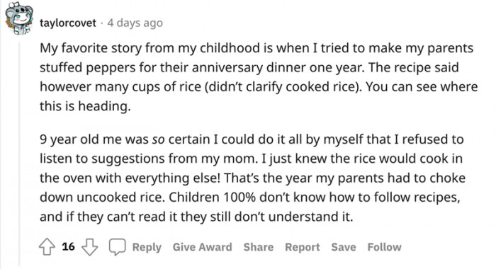 Children don't know how to follow recipes