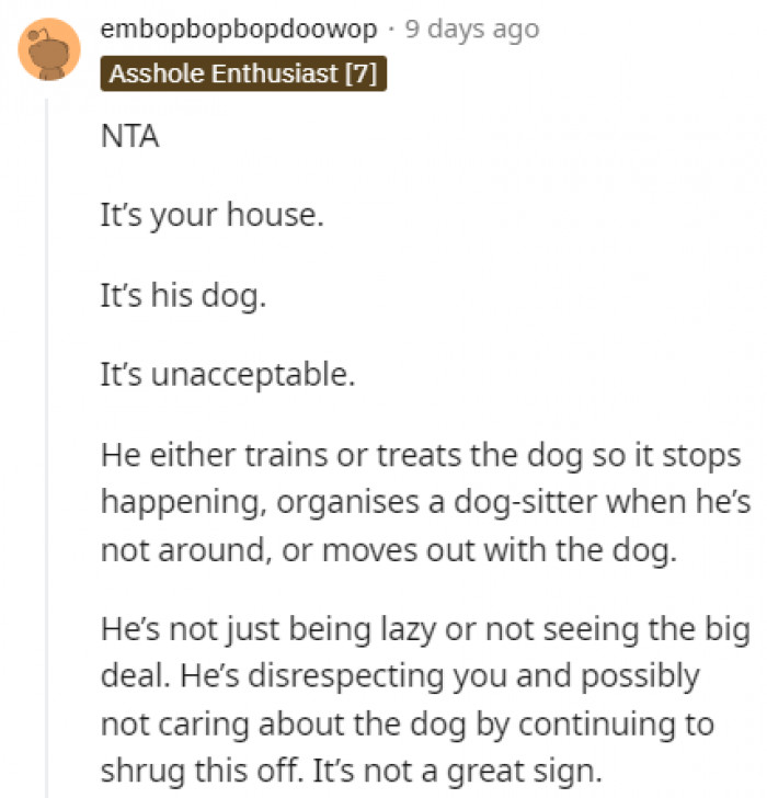 OP's house, not his dog