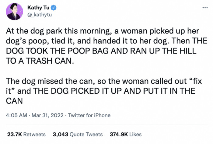 The Dog Picked It Up and Put It in the Can