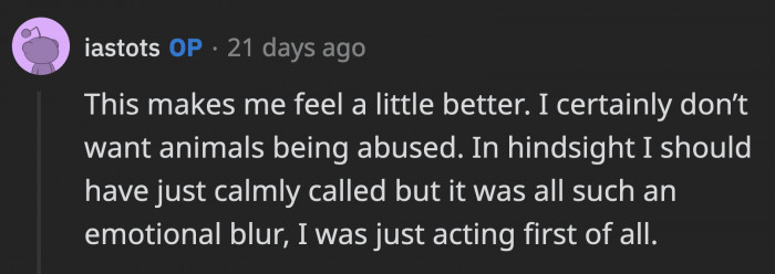 OP has no reason to feel guilty because she inadvertently saved dogs from living in terrible conditions