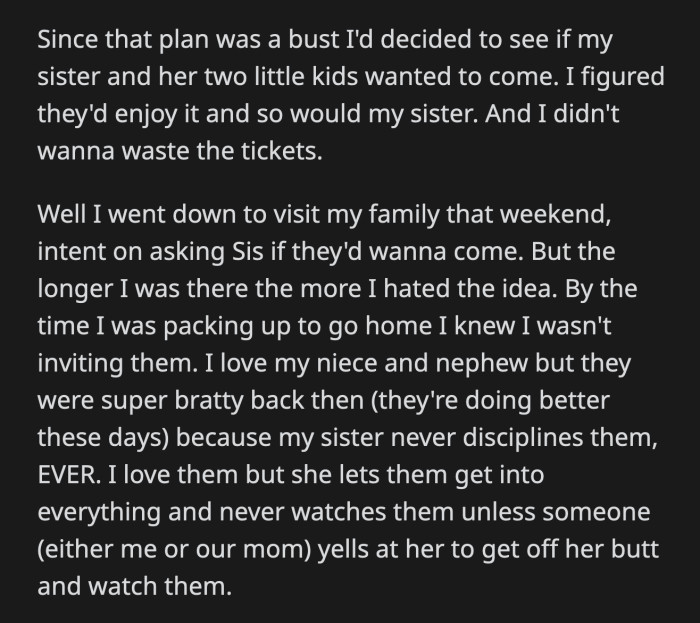 Her sister went on a tirade before OP could even say