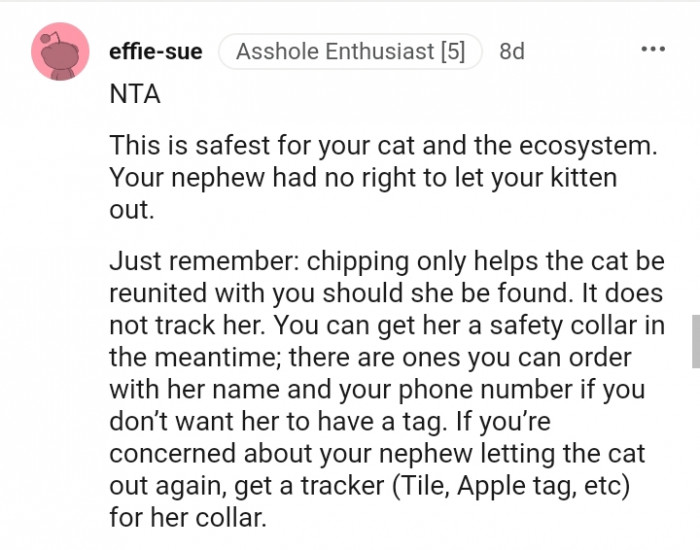 You can get her a safety collar in the meantime