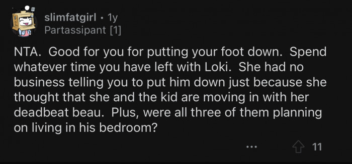 The girlfriend had no business telling OP that.