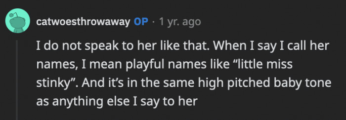 However, OP doesn't call her cat 