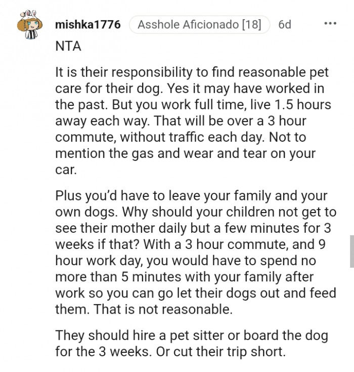 You'd have to leave your own family and dogs
