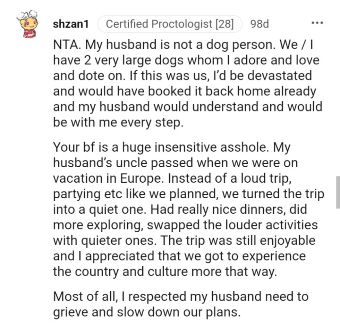 Your boyfriend is a huge insensitive AH