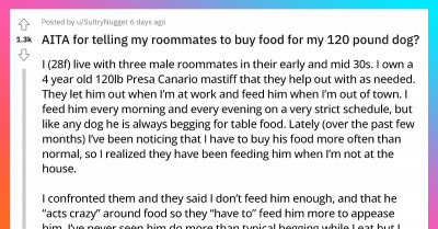 Lady Tells Roommates to Buy Food for Her 120-Pound Dog After They Overfed Him